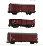 Roco 6600273 - H0 - 3-tlg. Set Gedeckte Güterwagen, PKP, Ep. III